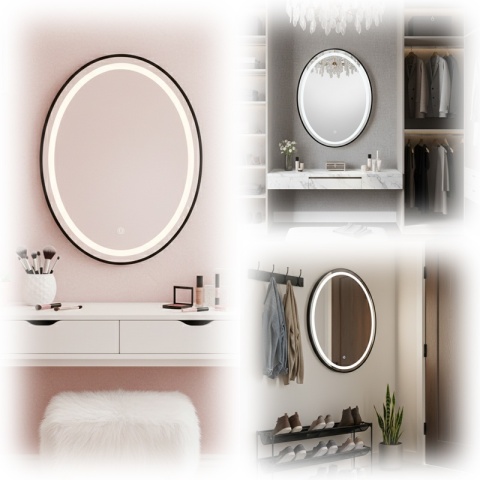 LUSTRO ŁAZIENKOWE PODŚWIETLANE LED OWALNE EMILIA 60X80 3 BARWY