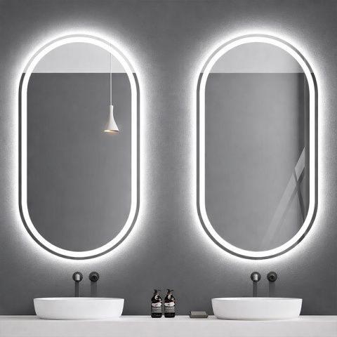 LUSTRO ŁAZIENKOWE PODŚWIETLANE LED OWALNE ŚCIENNE ADEL 50X100 CM 3 BARWY