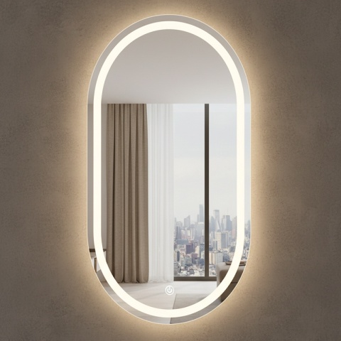 LUSTRO ŁAZIENKOWE PODŚWIETLANE LED OWALNE ŚCIENNE ADEL 50X100 CM 3 BARWY