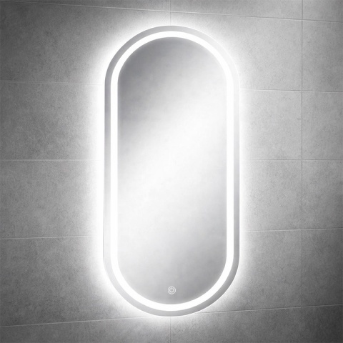 LUSTRO ŁAZIENKOWE PODŚWIETLANE LED OWALNE ŚCIENNE ADEL 50X100 CM 3 BARWY