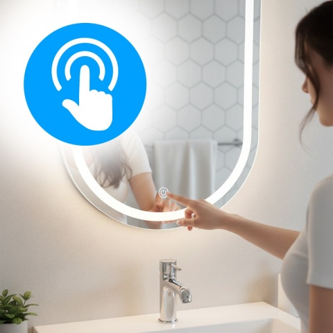 LUSTRO ŁAZIENKOWE PODŚWIETLANE LED OWALNE ŚCIENNE ADEL 50X100 CM 3 BARWY