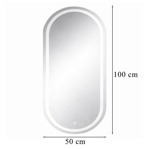 LUSTRO ŁAZIENKOWE PODŚWIETLANE LED OWALNE ŚCIENNE ADEL 50X100 CM 3 BARWY