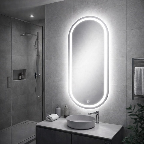 LUSTRO ŁAZIENKOWE PODŚWIETLANE LED OWALNE ŚCIENNE ADEL 50X100 CM 3 BARWY