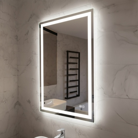 LUSTRO ŁAZIENKOWE PODŚWIETLANE LED PROSTOKĄTNE ŚCIENNE BELLA 50X70 3 BARWY ANTY-PARA