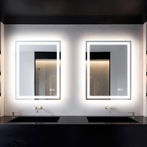 LUSTRO ŁAZIENKOWE PODŚWIETLANE LED PROSTOKĄTNE ŚCIENNE BELLA 50X70 3 BARWY ANTY-PARA