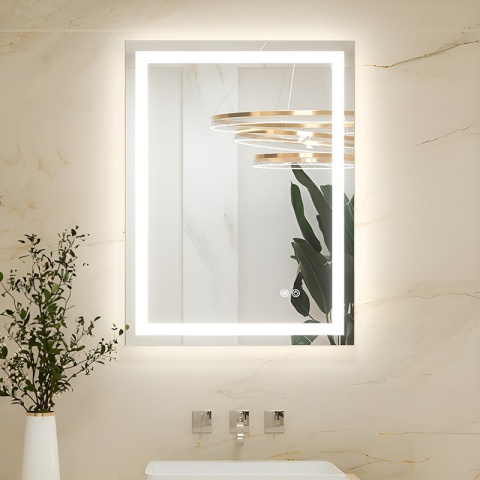 LUSTRO ŁAZIENKOWE PODŚWIETLANE LED PROSTOKĄTNE ŚCIENNE BELLA 50X70 3 BARWY ANTY-PARA