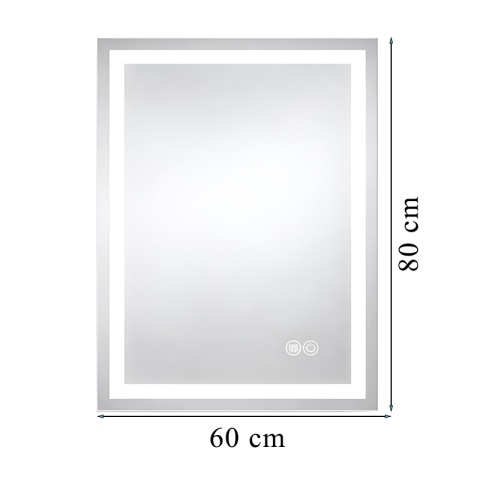 LUSTRO ŁAZIENKOWE PODŚWIETLANE LED PROSTOKĄTNE ŚCIENNE BELLA 60X80 3 BARWY ANTY-PARA