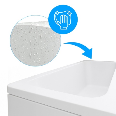 WANNA PRZYŚCIENNA Z OBUDOWĄ 140x70 CM AKRYLOWA BIAŁA PRZELEW CHROM NILO