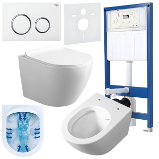 ZESTAW PODTYNKOWY WC STELAŻ HYDROSAN MISKA MIZU-WH-RIM-01 PRZYCISK BUTTON-4-WH BIAŁY