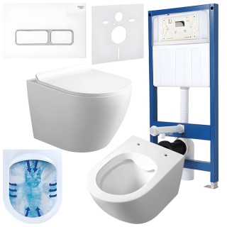 ZESTAW PODTYNKOWY WC STELAŻ HYDROSAN MISKA MIZU-WH-RIM-01 PRZYCISK BUTTON-6-WH BIAŁY