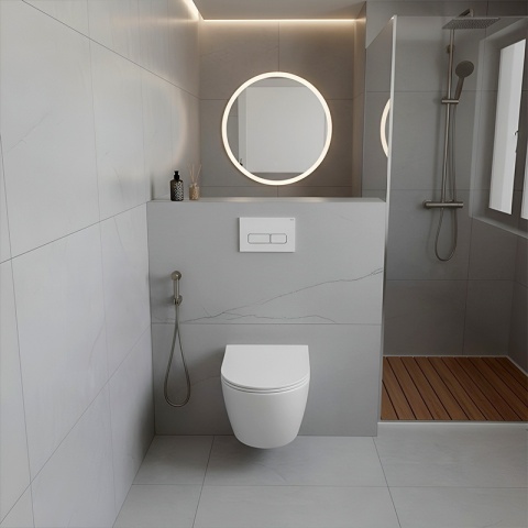 ZESTAW PODTYNKOWY WC STELAŻ HYDROSAN MISKA MIZU-WH-RIM-01 PRZYCISK BUTTON-6-WH BIAŁY