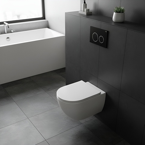 ZESTAW PODTYNKOWY WC STELAŻ HYDROSAN MISKA MIZU-WH-RIM-02 PRZYCISK BUTTON-4-BL CZARNY