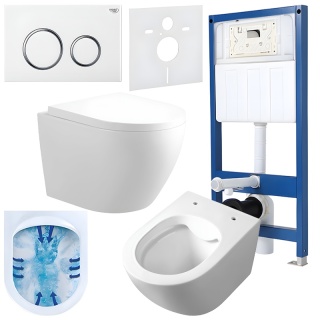 ZESTAW PODTYNKOWY WC STELAŻ HYDROSAN MISKA MIZU-WH-RIM-02 PRZYCISK BUTTON-4-WH BIAŁY