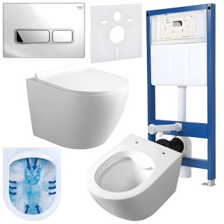 ZESTAW PODTYNKOWY WC STELAŻ HYDROSAN MISKA MIZU-WH-RIM-01 PRZYCISK BUTTON-6-CH CHROM