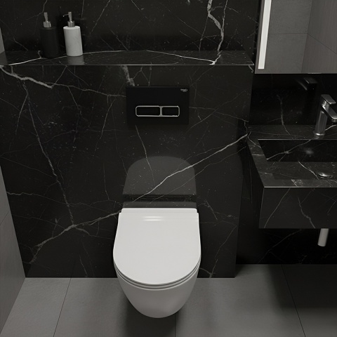 ZESTAW PODTYNKOWY WC STELAŻ HYDROSAN MISKA MIZU-WH-RIM-02 PRZYCISK BUTTON-6-BL CZARNY