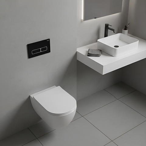 ZESTAW PODTYNKOWY WC STELAŻ HYDROSAN MISKA MIZU-WH-RIM-02 PRZYCISK BUTTON-6-BL CZARNY