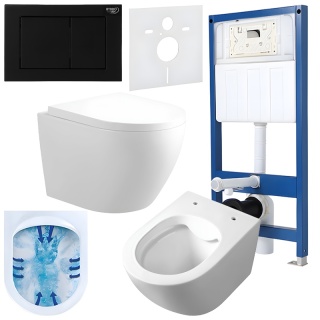 ZESTAW PODTYNKOWY WC STELAŻ HYDROSAN MISKA MIZU-WH-RIM-02 PRZYCISK BUTTON-7-BL CZARNY