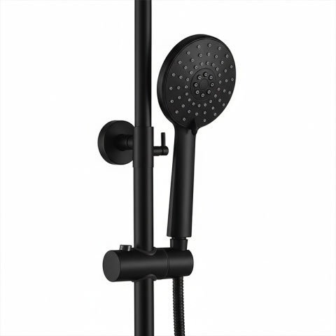 BATERIA PRYSZNICOWA ŁAZIENKOWA ŚCIENNA ZESTAW Z DESZCZOWNICĄ MILTON CZARNA