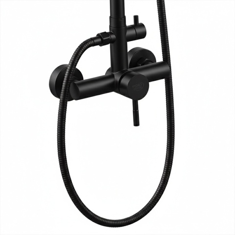 BATERIA PRYSZNICOWA ŁAZIENKOWA ŚCIENNA ZESTAW Z DESZCZOWNICĄ MILTON CZARNA