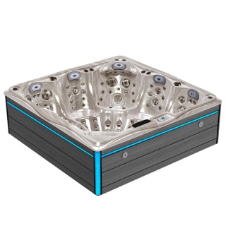 JACUZZI OGRODOWE WANNA SPA748 CAPPUCCINO OBUDOWA SZARA DESKA F24 230x230 CM