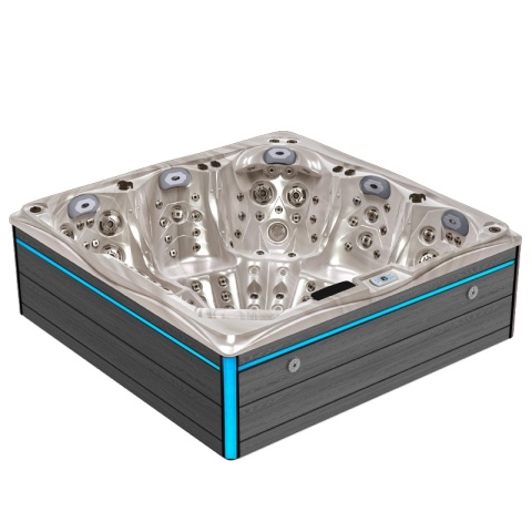 JACUZZI OGRODOWE WANNA SPA748 CAPPUCCINO OBUDOWA SZARA DESKA F24 230x230 CM