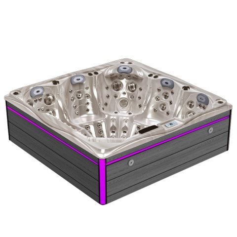 JACUZZI OGRODOWE WANNA SPA748 CAPPUCCINO OBUDOWA SZARA DESKA F24 230x230 CM