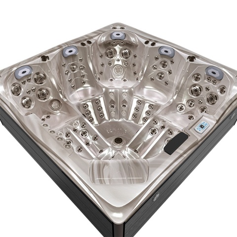 JACUZZI OGRODOWE WANNA SPA748 CAPPUCCINO OBUDOWA SZARA DESKA F24 230x230 CM