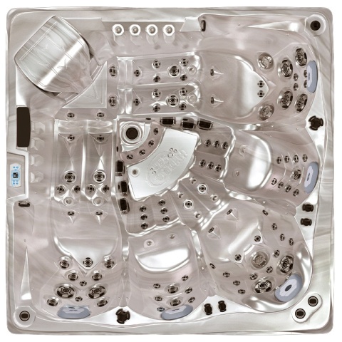 JACUZZI OGRODOWE WANNA SPA748 CAPPUCCINO OBUDOWA SZARA DESKA F24 230x230 CM