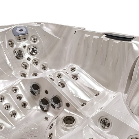 JACUZZI OGRODOWE WANNA SPA748 CAPPUCCINO OBUDOWA SZARA DESKA F24 230x230 CM