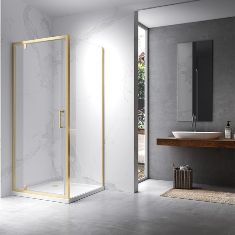 KABINA PRYSZNICOWA KWADRATOWA ZES-KZ04B-GL-BR-80 ZŁOTY SZCZOTKOWANY 80x80 CM 6 MM