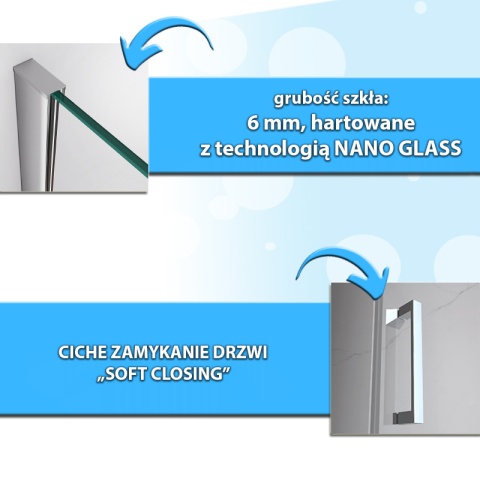 KABINA PRYSZNICOWA PROSTOKĄTNA ZES-KZ02C-110X80 CHROM 110x80 CM