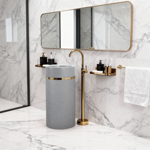 UMYWALKA WOLNOSTOJĄCA CERAMICZNA OKRĄGŁA SCOT1-GR-WOF-860 40x86 CM SZARA