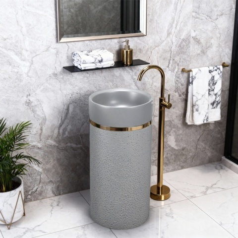 UMYWALKA WOLNOSTOJĄCA CERAMICZNA OKRĄGŁA SCOT1-GR-WOF-860 40x86 CM SZARA