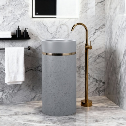 UMYWALKA WOLNOSTOJĄCA CERAMICZNA OKRĄGŁA SCOT1-GR-WOF-860 40x86 CM SZARA