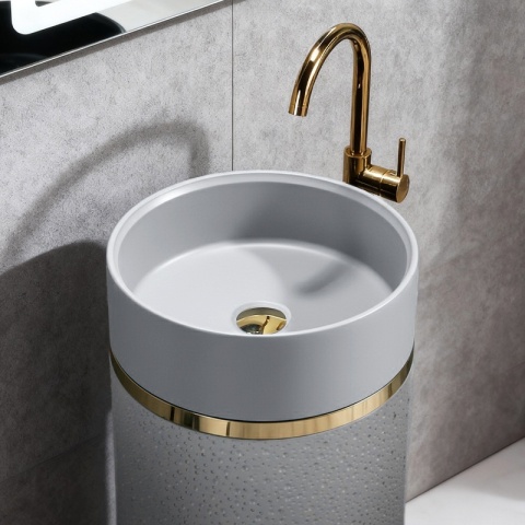 UMYWALKA WOLNOSTOJĄCA CERAMICZNA OKRĄGŁA SCOT1-GR-WOF-860 40x86 CM SZARA