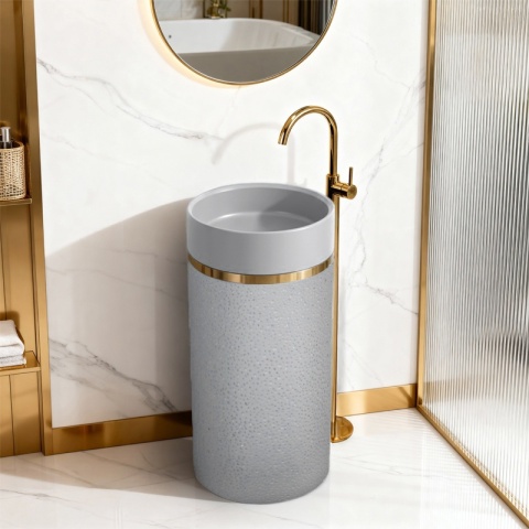 UMYWALKA WOLNOSTOJĄCA CERAMICZNA OKRĄGŁA SCOT1-GR-WOF-860 40x86 CM SZARA