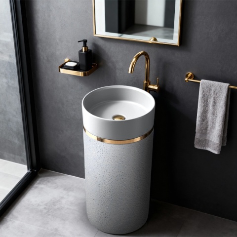 UMYWALKA WOLNOSTOJĄCA CERAMICZNA OKRĄGŁA SCOT1-GR-WOF-860 40x86 CM SZARA