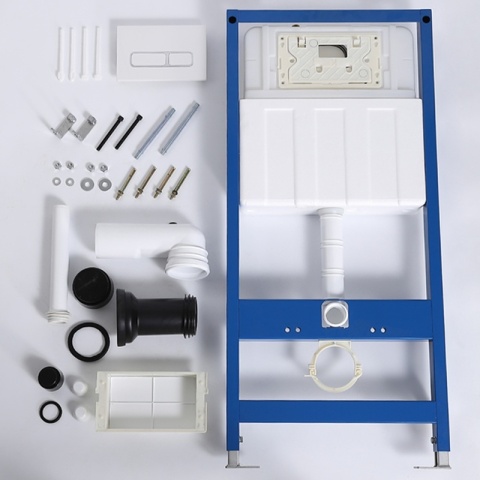 ZESTAW PODTYNKOWY WC STELAŻ HYDROSAN MISKA MIZU-WH-GL-RIM-03 PRZYCISK BUTTON-4-BL CZARNY