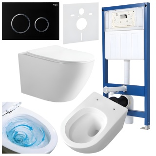 ZESTAW PODTYNKOWY WC STELAŻ HYDROSAN MISKA MIZU-WH-TR-03 PRZYCISK BUTTON-4-BL CZARNY