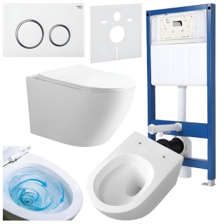 ZESTAW PODTYNKOWY WC STELAŻ HYDROSAN MISKA MIZU-WH-TR-03 PRZYCISK BUTTON-4-WH BIAŁY