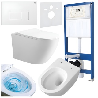 ZESTAW PODTYNKOWY WC STELAŻ HYDROSAN MISKA MIZU-WH-TR-03 PRZYCISK BUTTON-5-WH BIAŁY
