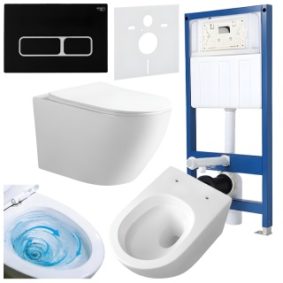 ZESTAW PODTYNKOWY WC STELAŻ HYDROSAN MISKA MIZU-WH-TR-03 PRZYCISK BUTTON-6-BL CZARNY