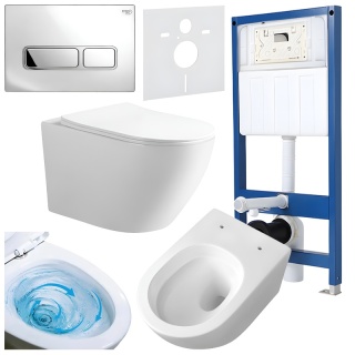 ZESTAW PODTYNKOWY WC STELAŻ HYDROSAN MISKA MIZU-WH-TR-03 PRZYCISK BUTTON-6-CH CHROM