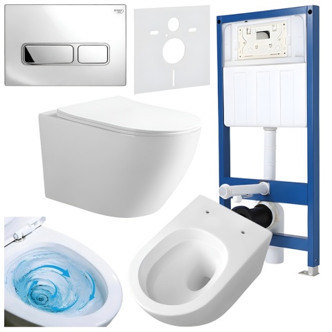 ZESTAW PODTYNKOWY WC STELAŻ HYDROSAN MISKA MIZU-WH-TR-03 PRZYCISK BUTTON-6-CH CHROM