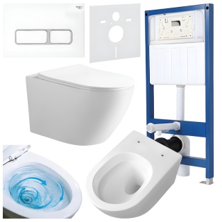 ZESTAW PODTYNKOWY WC STELAŻ HYDROSAN MISKA MIZU-WH-TR-03 PRZYCISK BUTTON-6-WH BIAŁY