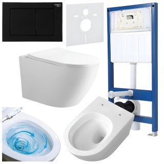 ZESTAW PODTYNKOWY WC STELAŻ HYDROSAN MISKA MIZU-WH-TR-03 PRZYCISK BUTTON-7-BL CZARNY