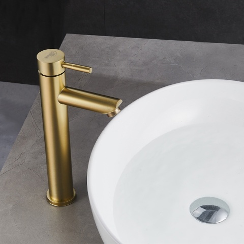 BATERIA UMYWALKOWA ŁAZIENKOWA STOJĄCA NABLATOWA ARLEY-H ZŁOTA SZCZOTKOWANA