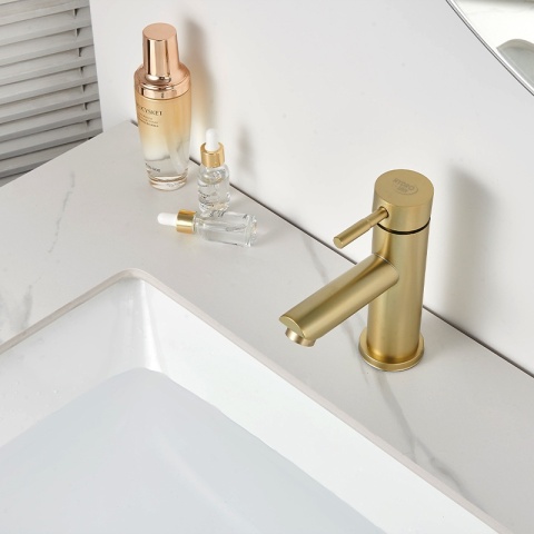 BATERIA UMYWALKOWA ŁAZIENKOWA STOJĄCA NABLATOWA ARLEY ZŁOTA SZCZOTKOWANA