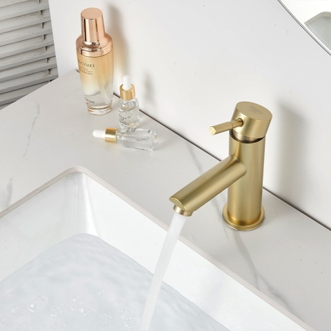 BATERIA UMYWALKOWA ŁAZIENKOWA STOJĄCA NABLATOWA ARLEY ZŁOTA SZCZOTKOWANA