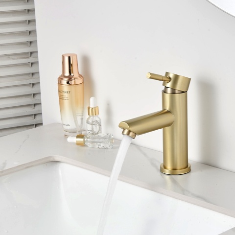 BATERIA UMYWALKOWA ŁAZIENKOWA STOJĄCA NABLATOWA ARLEY ZŁOTA SZCZOTKOWANA